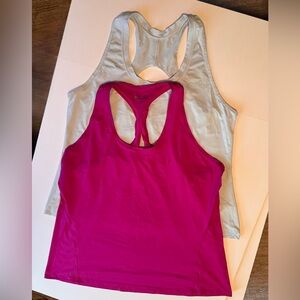 Athleta Bright Pink and Light Blue Tank Tops